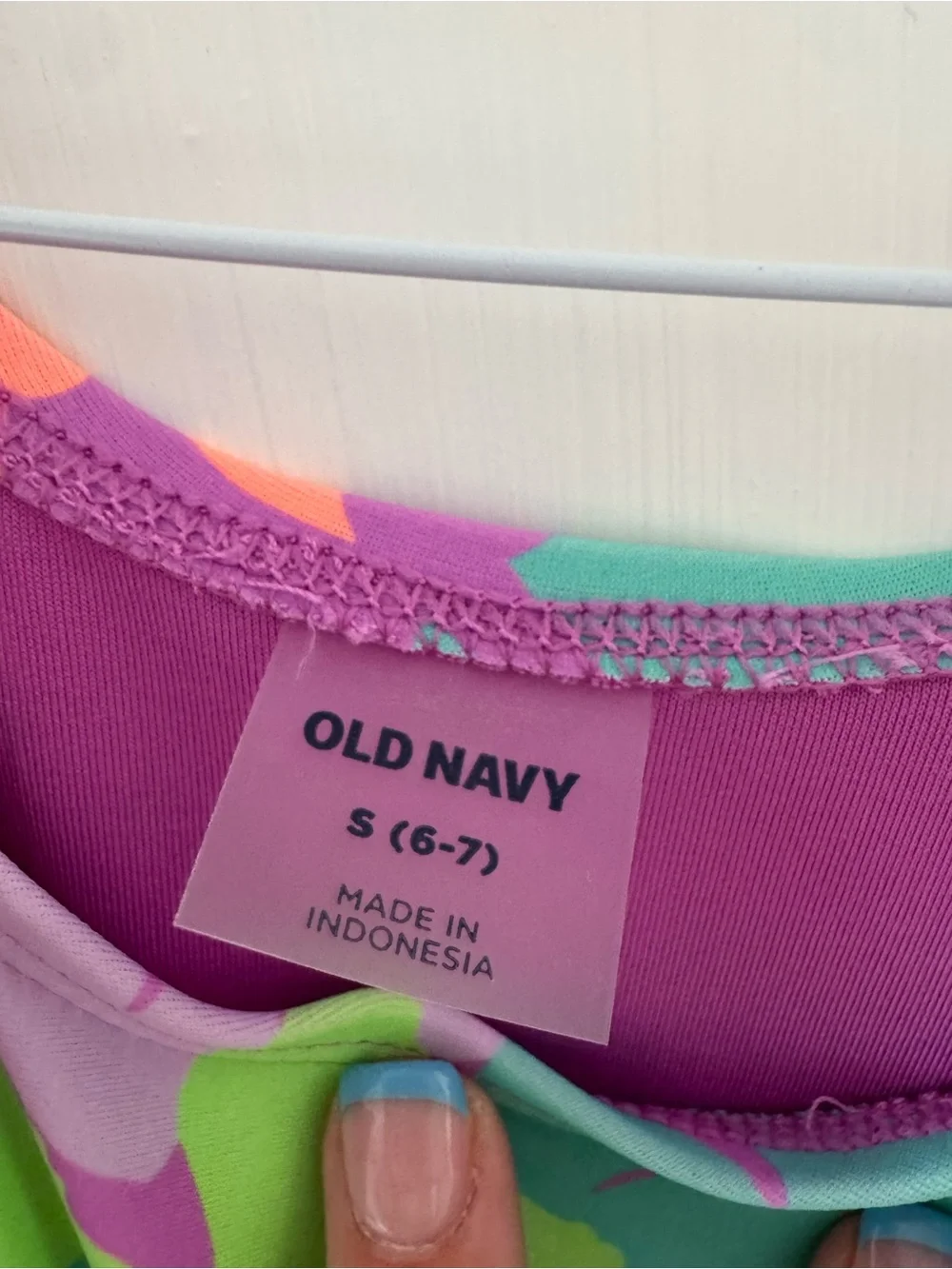 NWOT- Old Navy Kids One-Piece Swimsuit in Purple, Neon Orange & Lime